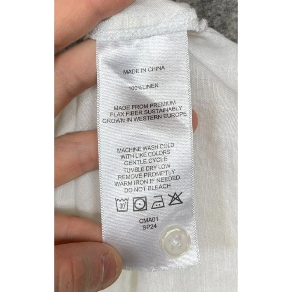 Quince 100% European Linen Short Sleeve Shirt Womens S White Button Front Top